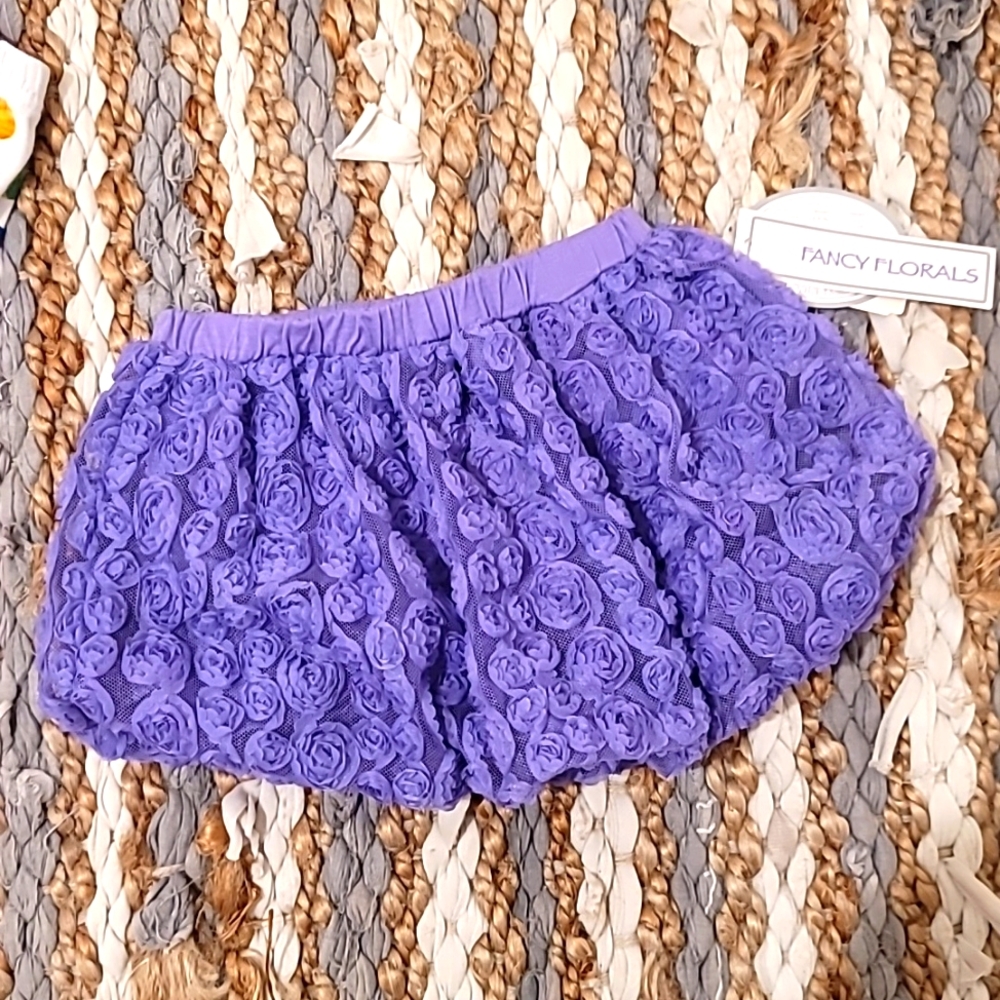 🔵 3/20 Girls fancy purple rose toddler skirt 24 months NWT